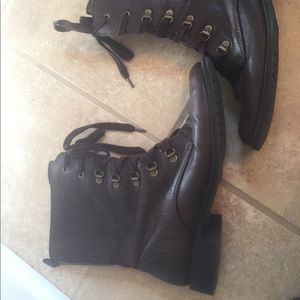 Dark brown combat boots